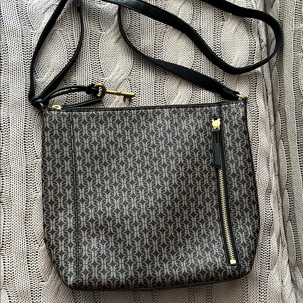 Fossil Black and Gold Crossbody Bag - Picture 2 of 6